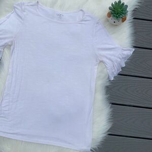 Loft white ruffle sleeve tee